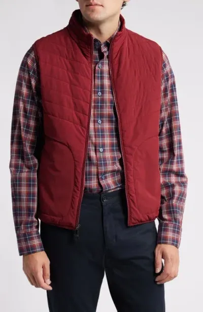 Scott Barber Water Resistant Stretch Nylon Puffer Vest In Burgundy