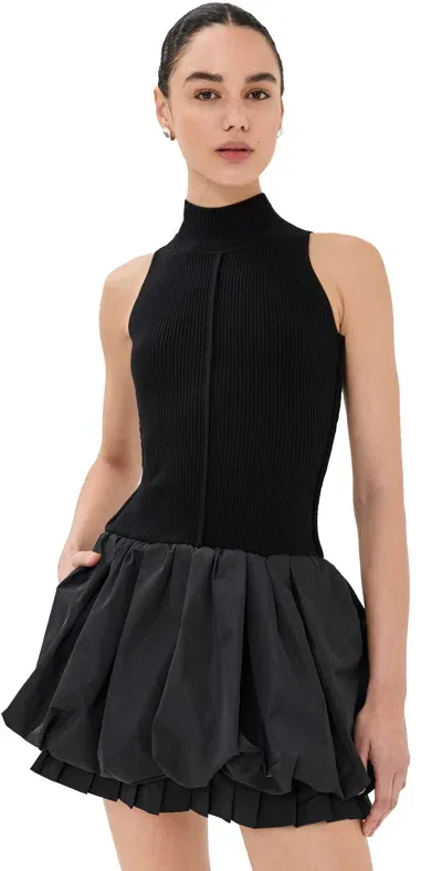 Sea Belen Taffeta Knit Mini Bubble Dress Black