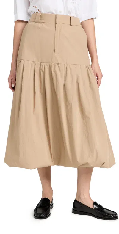 Sea Belle Stone Washed Chino Bubble Skirt Khaki