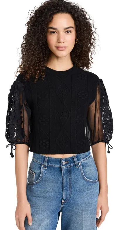 Sea Bente Embroidery Combo Sweater Black