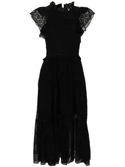 Sea Broderie Anglaise Maxi Dress In Black