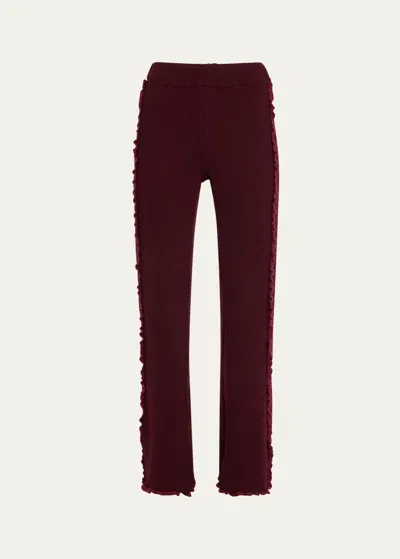 Sea Clare Thermal Knit Pants In Burgundy