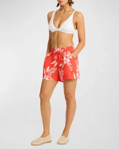 Sea Level Swim Aloha Beach Shorts In Flame