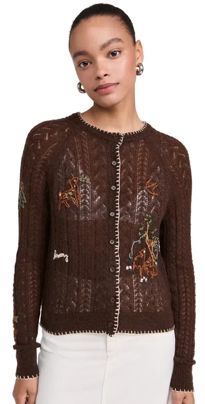 Sea Martha Embroidery Cardigan Brown