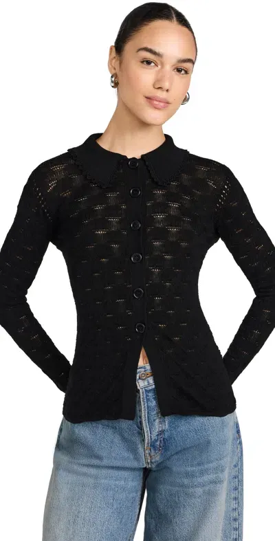 Sea Mila Pointelle Cardigan Black