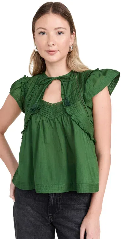 Sea Renata Solid Ramie Top Emerald