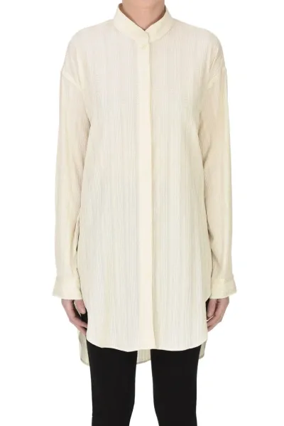 Seafarer Textured Popeline Cotton Shirt In Ivory