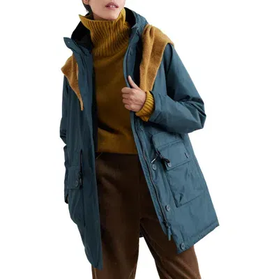 Seasalt Cornwall Cliff Castle Waterproof Hooded Coat In Sea Storm Blue