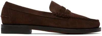 Sebago Brown Classic Dan Rough Out Loafers In Dark Brown