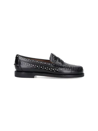 Sebago Dan Studs Loafers In Black Leather In Black  