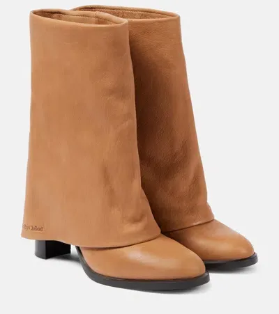 See By Chloé Melia 90 Leather Boots In Brown