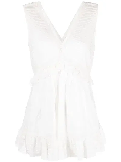 See By Chloé Ruffled V-neck Sleeveless Blouse In White