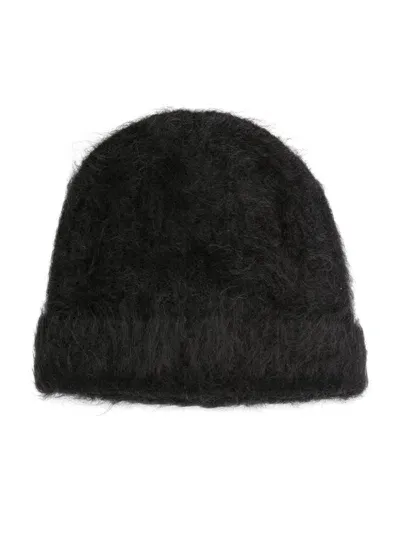 Séfr Alpaca Wool-blend Brushed Beanie In Black