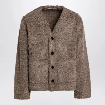 Séfr Arlo Brushed Fleece Cardigan In Green