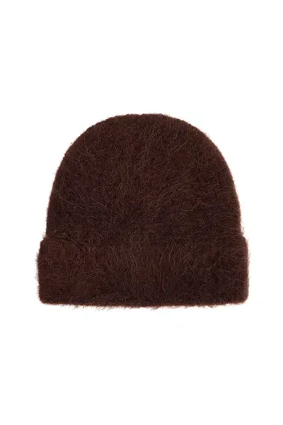 Séfr Cappello Beanie Fuzzy In Alpaca In Brown