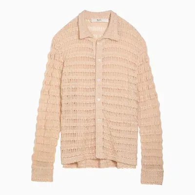 Séfr Cream-coloured Cotton Knit Yasu Shirt In Pink