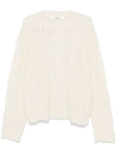 Séfr Gilberto Sweater In Fine Distressed Cream