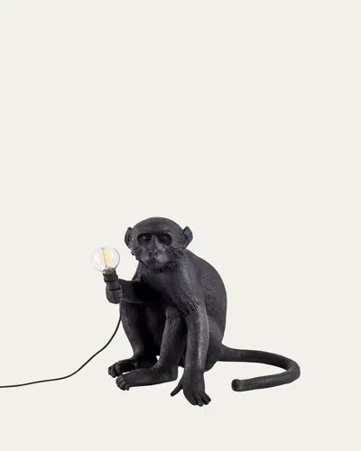 Seletti Sitting Monkey Lamp In Black