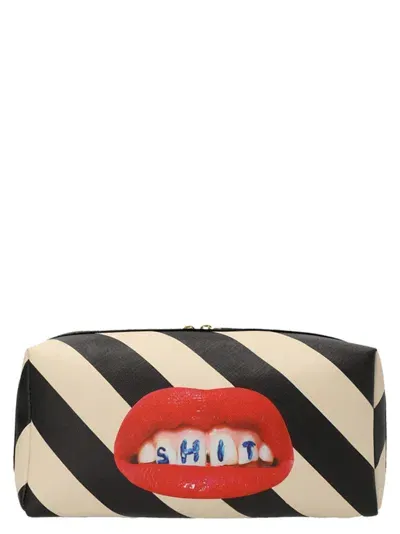 Seletti Regimental Shit Toiletry Bag In Black