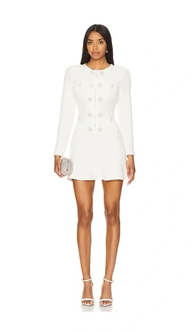 Self-portrait Buttoned Knit Mini Dress In White