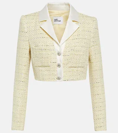 Self-portrait Self Portrait Ladies Yellow Boucle Cropped Jacket