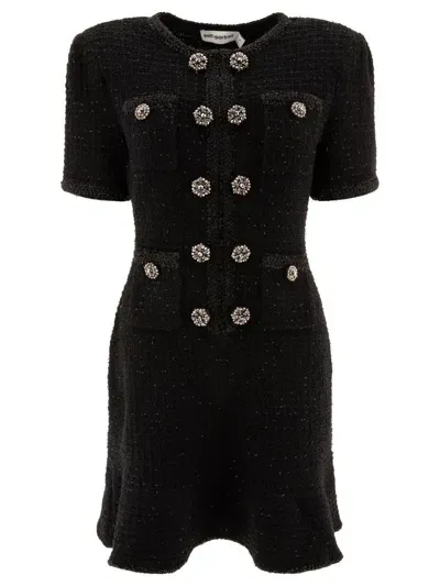 Self-portrait Knit Dress With Buttons Dresses In Black