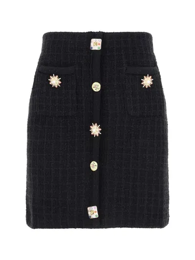 Self-portrait Black Jewel Button Knit Mini Skirt