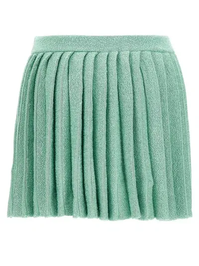 Self-portrait Pleated Knit Skirt In Blue