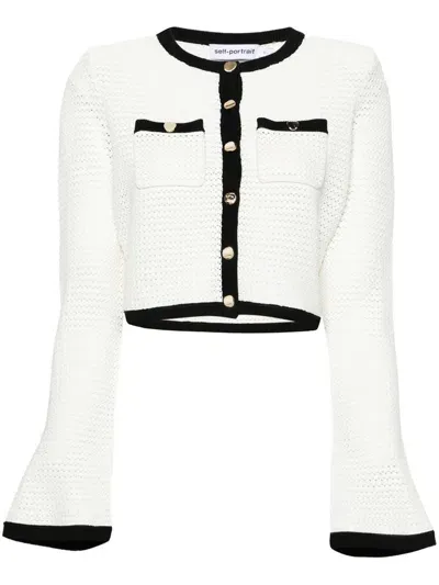 Self-portrait White Crochet Cardigan Clothing