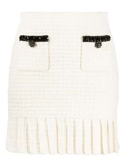 Self-portrait Self Portrait Structured Knit Mini Skirt In White