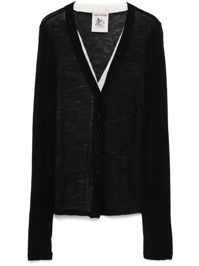 Semi-couture Jolande Wool Cardigan In Black