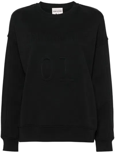 Semi-couture Rhianna Cotton Sweatshirt In Black