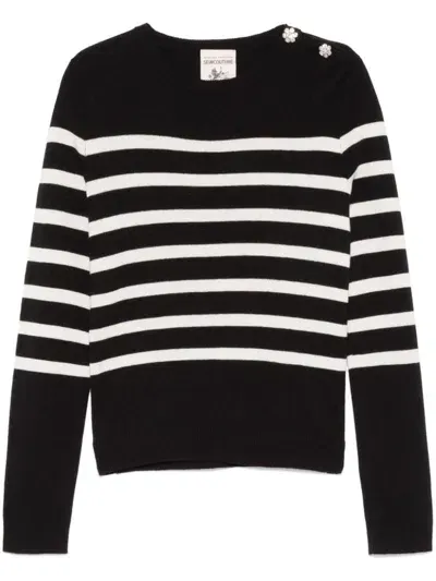 Semi-couture Striped Wool Sweater In Black