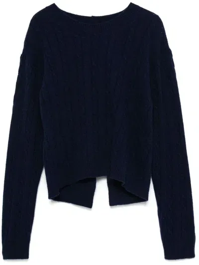 Semi-couture Woven Wool Camilla Sweater In Blue