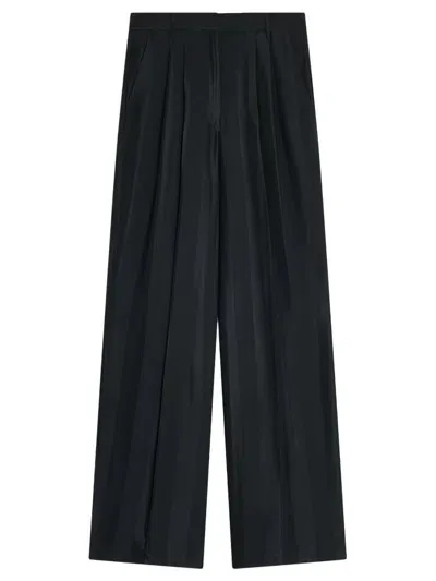 Semicouture Barré Envers Satin Cady Palazzo Trousers In Black