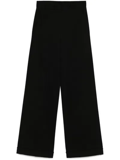 Semicouture Velvet High-waist Palazzo Pants In Black