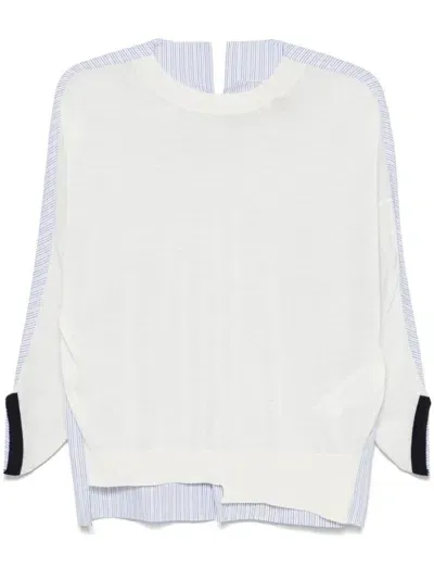 Semicouture Contrast-panel Sweater In White