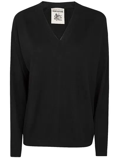 Semicouture Corinna V Neck Clothing In Black