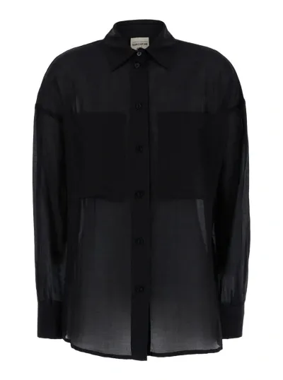 Semicouture Cotton Muslin Shirt In Black