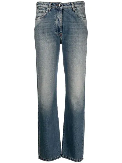 Semicouture Distressed Straight-leg Jeans In Blue