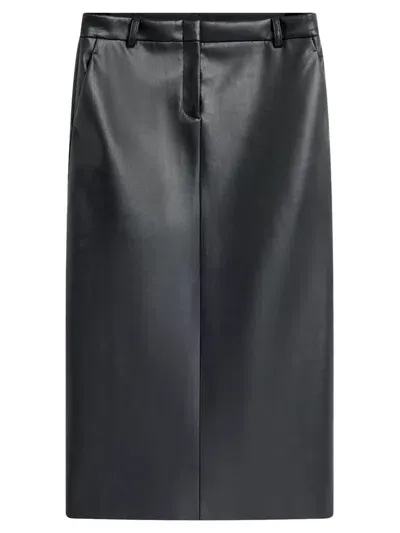 Semicouture Eco-leather Longuette Skirt In Black