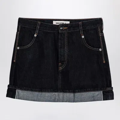 Semicouture Floriane Miniskirt In Dark Denim In Blue