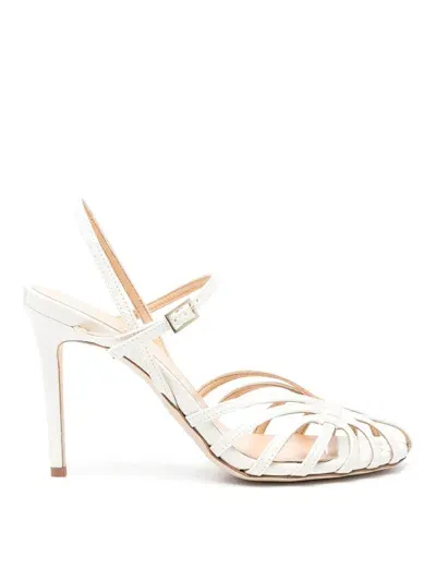 Semicouture 90mm Leather Sandals In White