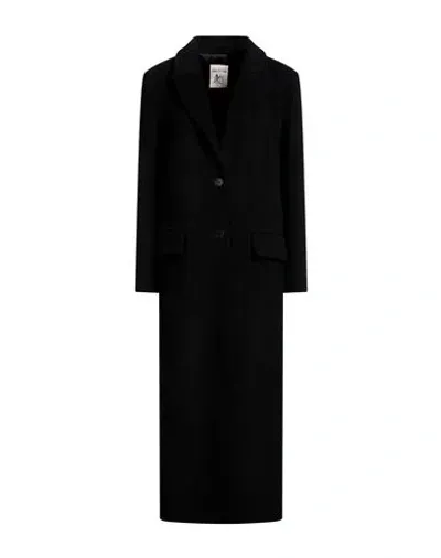 Semicouture Long Punto Milano Coat In Black