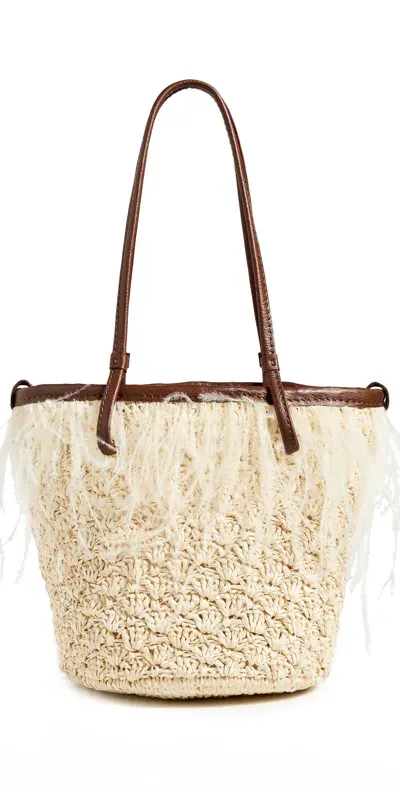 Sensi Studio Feathers Seashell Soft Baby Bucket Bag Natural