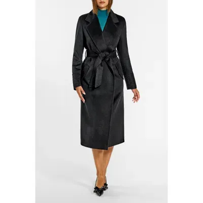 Sentaler Belted Alpaca Blend Wrap Coat In Black