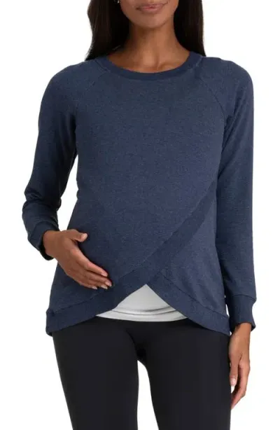 Seraphine Women's Cotton Blend Maternity And Nursing Sweatshirt In Blue Marl