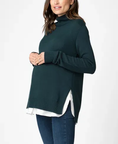 Seraphine Women's 2 In 1 Maternity To Nursing Sweater In Forest Green