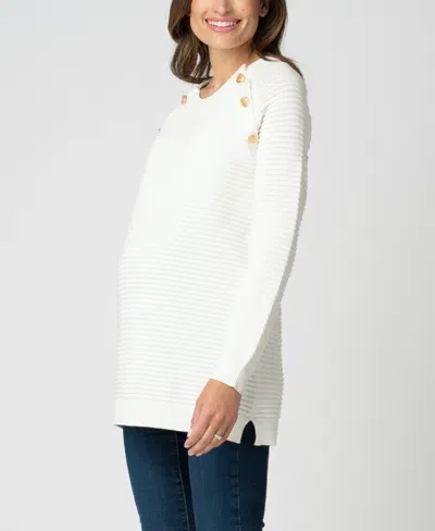 Seraphine Women's Cotton Maternity To Nursing Sweater In Cream