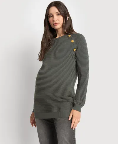 Seraphine Women's Ripple Stitch Nursing Sweater In Khaki